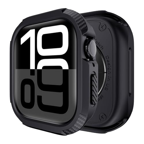 Image of Meyaar Tough Armour Case Compatible for Apple Watch Series 10 42mm |Military Grade Protective Cover, TPU Bumper Case for Apple Watch Series 10 42mm (2024) (Black, 42MM)
