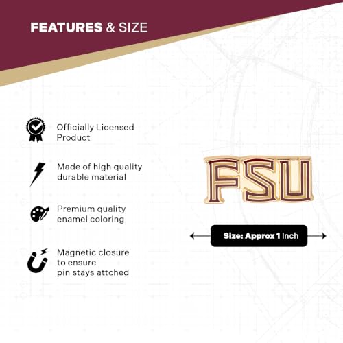 Image of Desert Cactus Florida State University Magnetic Metal Lapel Pin (D) | Officially Licensed FSU Florida State Seminoles Enamel Finish Lapel Pin Formal Wear Bag and Hat Jewelry Tie Track Brooch Pin