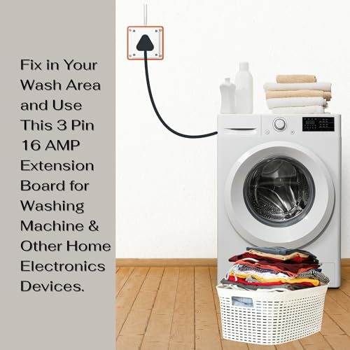 Image of Heavy Duty 16A Extension Board Power Strip with 3 Core 1.0 Sq.mm Cable & 6A-16A Converter | High Load 1100V Cord for Home Office EV Charging, Fridge, AC, Washing Machine (2 Meter)