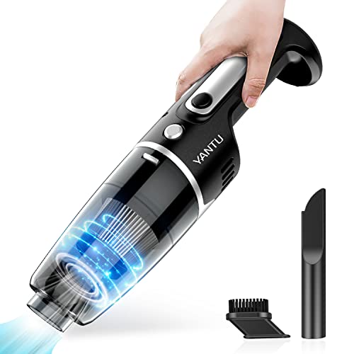 YANTU Car Vacuum, Cordless Handheld Car Vacuum Cleaner with Metal Hepa, Portable High Power for Quick Car Cleaning, Mini Auto Vacuum Cleaners for House, Car & Office (Black)