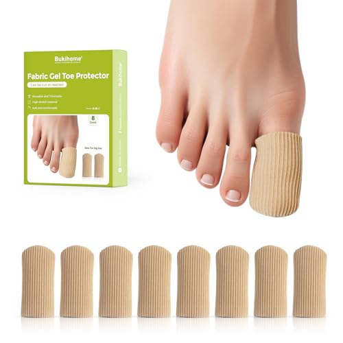Image of Bukihome 8 PCS Toe Protectors, Silicone Toe Caps Closed Toe Surface Fabric Sleeve Protectors, Prevent Pain Relief for Corns, Blisters and Ingrown Toenails (8PCS Large Size)[Upgrade]
