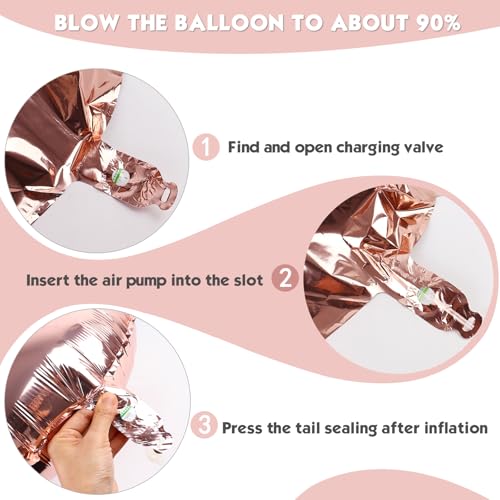 Image of 40 In Rose Gold Number 4 Balloon, 4th Birthday Party Decorations for Women