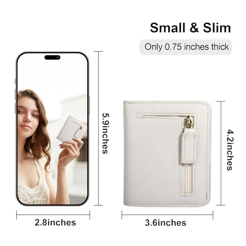 Image of Itslife Women's Rfid Blocking Small Compact Bifold Leather Pocket Wallet Ladies Mini Purse with id Window (White)
