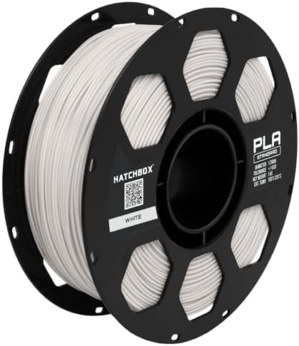 HATCHBOX 1.75mm White PLA 3D Printer Filament, 1 KG Spool, Dimensional Accuracy +/- 0.03 mm, 3D Printing Filament