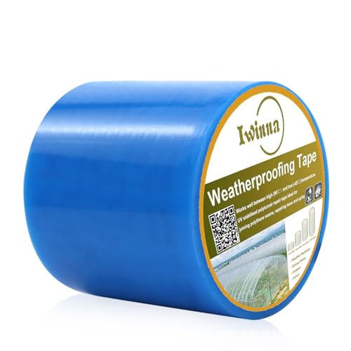 Iwinna Cinta de reparación de polietileno transparente para invernadero, color azul (100-25)