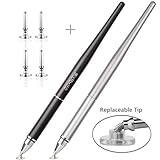 Evolva Future Technology Newly Released Elegant Stylus Pen with Extra Long Expectancy Infinite Renewable Capacitive Spring Disc for IPad, IPhone and All Touch Screen Devices (2 pack - Black + Gray)