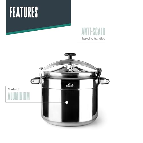 Lacor - 20515 - Pentola a pressione veloce PRO, Classica, Alluminio, Professionale, Massima sicurezza, 15 L, Ø 30 cm - immagine 4