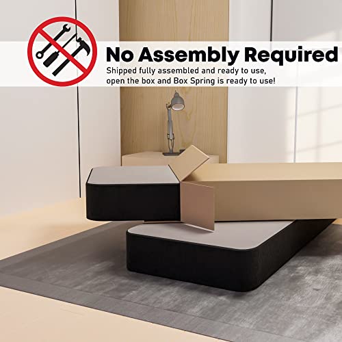 Spring Solution, 8" Split Wood Traditional Box Spring/Foundation For Mattress Set, Sturdy Fabric Paneled Design Wooden Frame, Durable Bedding Mattress Box Springs, Queen, Black #TOP5