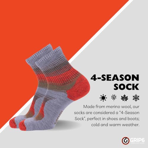 Image of GRIP6 Wool Micro-Crew Socks: Lightweight Wool Socks for Hiking, All Day Comfort - Wicking Crew Socks for Men and Women