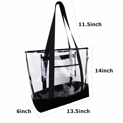 Large Clear Tote Bag, Stadium Approved Tote Bag for Work, Travel, Shopping (With Detachable Zipper Pocket)3