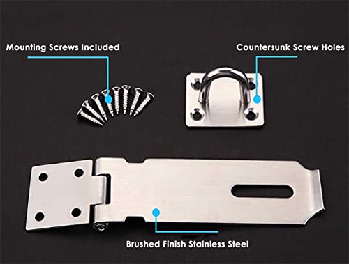 Stainless Steel Padlock Hasp, Tiberham Heavy Duty Hasp and Staple with Screws, Door Clasp Gate Lock Shed Latch Padlock Staple for Door Window Cabinet Pet Cage Crate Fitting Accessories - Image 3