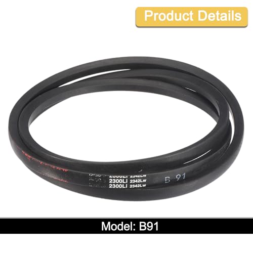 Image of Uxcell 3 Pack B91 Classic V-Belt, 93 inch Outside Circumference, Black, Industrial Rubber V-Belt, B Profile, for Industrial Machinery Equipment