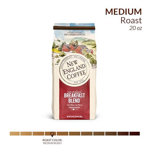 Image of New England Coffee Breakfast Blend Medium Roast Ground Coffee, 20oz Bag (Pack of 1)