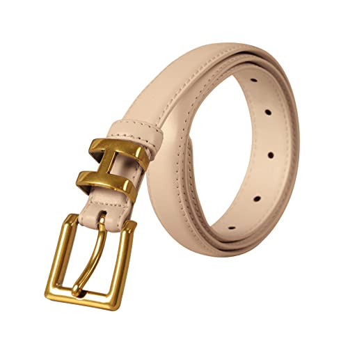 Image of Aurolran Women's Fashion Classic Metal Buckle Leather Belt with Jeans Dress