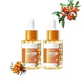 Vitamin C Serum Gesicht mit Sanddorn, Antioxidatives Feuchtigkeitsserum mit Sanddorn-Extrakt und Hyaluronsäure für Haut, Verbessert den Teint und Spende Feuchtigkeit (2pc)