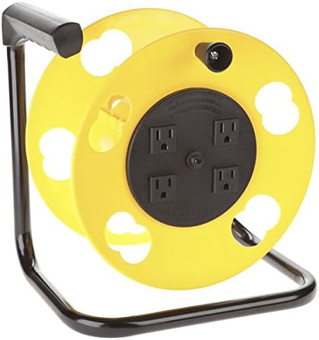 Bayco SL-2000PDQ 4 Plug Cord Reel, Yellow & Black