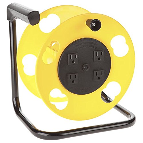 Bayco SL-2000PDQ 4 PLUG CORD REEL, Yellow & Black