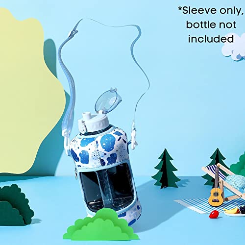 H2O Capsule Water Bottle Holder With Shoulder Strap - Half Gallon Water Bottle Accessories – Neoprene Sleeve With Phone Holder – 74Oz Drink Bottle Carrier For Walking And Hiking, Blue Collage #TOP4