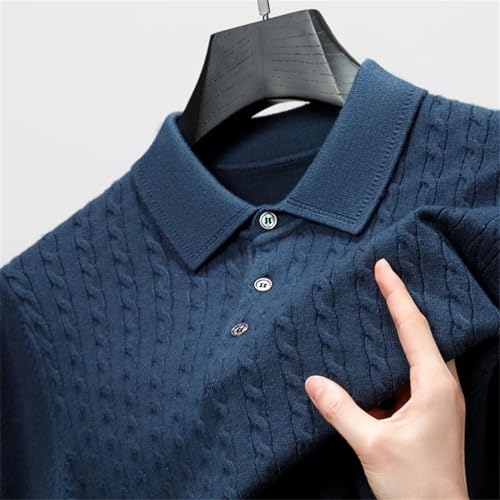 Men's Quality Solid Buttons Long Sleeved Sweater Soft Lapel Knitting Casual Business Sweaters3
