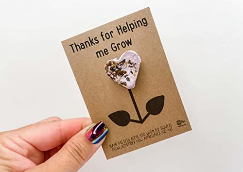 Thanks for helping me grow - Wildflower seed bomb heart shaped - Teacher Gift - DD2375 (Random Colour)