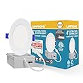 LAMPHOME 1-Pack of 4-Inch Slim LED Recessed Lights with Junction Box, Adjustable Color Temperatures (2700K-5000K), 9W Equivalent to 75W, Dimmable, 950LM Brightness - ETL and Energy Star Certified