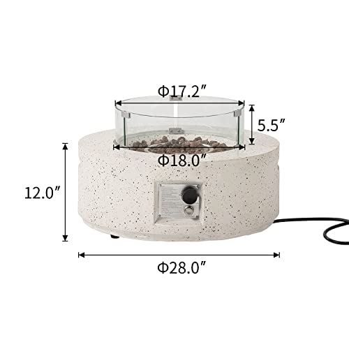 COSIEST Outdoor Propane Fire Pit Coffee Table, 28-inch Terrazzo Round Base Patio Heater, Certified, 40,000 BTU Stainless Steel Burner, Wind Guard, Free Lava Rocks, Waterproof Cover