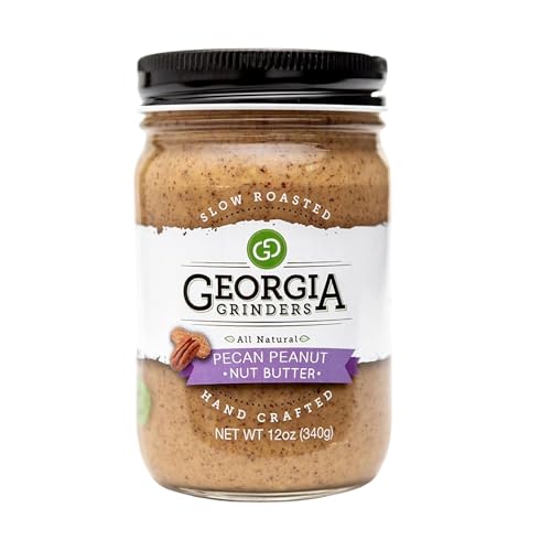 Image of Georgia Grinders Pecan Peanut Nut Butter Spread, Non-GMO, Gluten Free, No Palm Oil, No Added Sugar, Vegan Friendly, 12 Ounce (1 Pack)