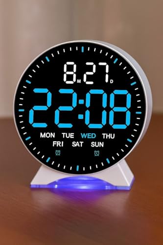 Image of DRUCILA Large LED Digital Alarm Clock with Date & Day, 12 /24Hr, Display, Night Light Base, Modern Table Clock for Bedroom, Office, Students, Living Room, Home Decor, Corporate Bedside Desk