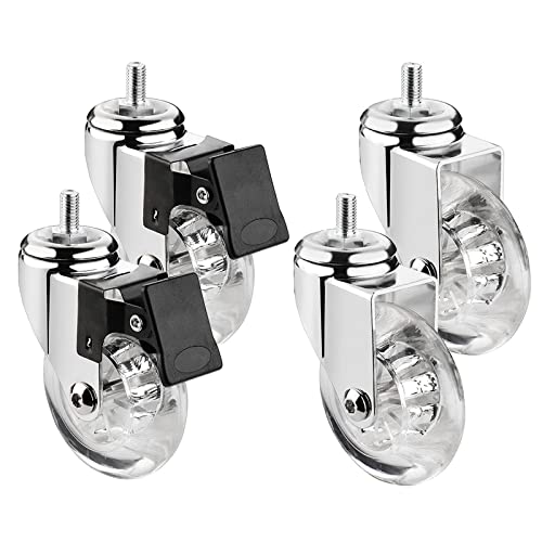 Roues pour meuble M10 lot de 4 roulettes pivotantes polyuréthane transparent 5 cm