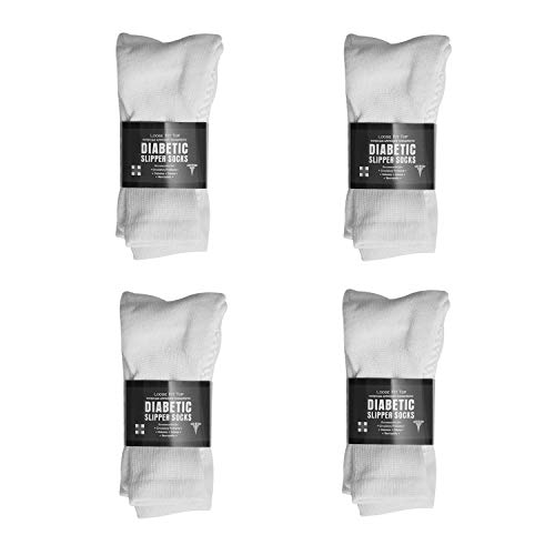 Personal Touch Diabetic Socks - Non Skid Hospital Loose Fitting Slipper Socks With Gripper Bottoms - 1 Dozen - Gripper socks