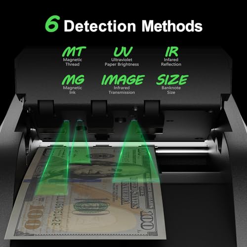 Image of Aneken AL-139 Counterfeit Bill Detector with 2.8 inch Digital Screen, Total Value & Add Function, 4-Way Orientation & Traceable Records Counterfeit Money Detector, Compatible with Multiple Currencies