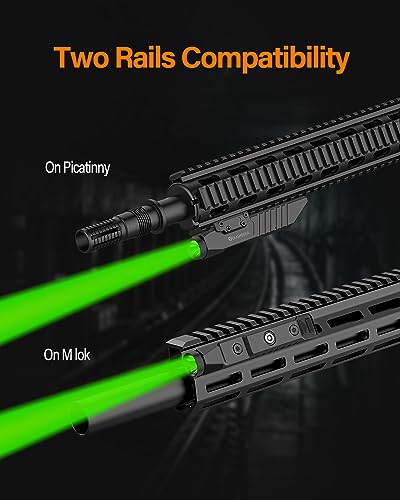 TOUGHSOUL Hunting Flashlight Green Light, Low Profile Mlok Picatinny Mounted Portable Flashlight for Coyote Hog Varmint Night Hunt