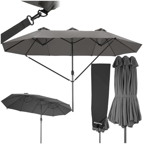 TecTake® Parasol de Jardin Exterieur Parasol Double Rectangulaire à manivelle Cadre en Aluminium...