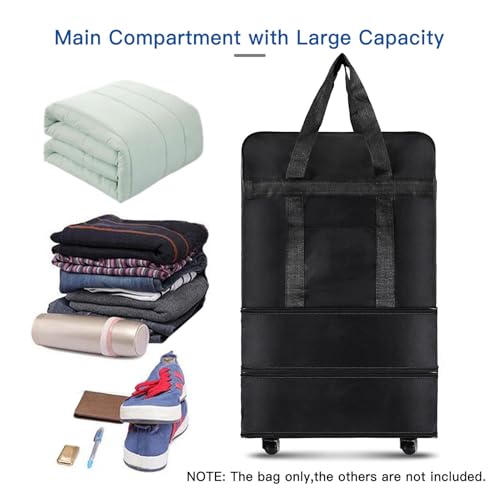 ZJchao Expandable Rolling Luggage Bag, Foldable Travel Suitcase with Durable Oxford Material, Portable Carry-On Size2