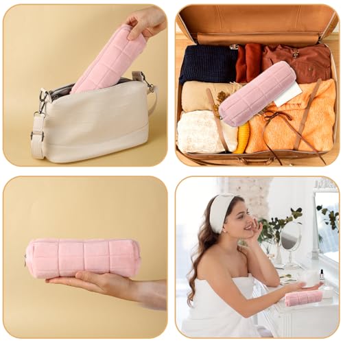 Image of WY LIGHTING LEVEL Small Plush Pink Pouch Travel Makeup Pouch Heavy Duty Aesthetic Pen Case Cute Cosmetic Bag Organizer Trendy Office Storage Bags Mini Zipper Toiletry Pouches for Women Men Adult