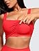 CRZ YOGA Butterluxe Square Neck Crop Tank Tops for Women - Workout Longline Sports Bras Padded Yoga Camisole Deep Red Large