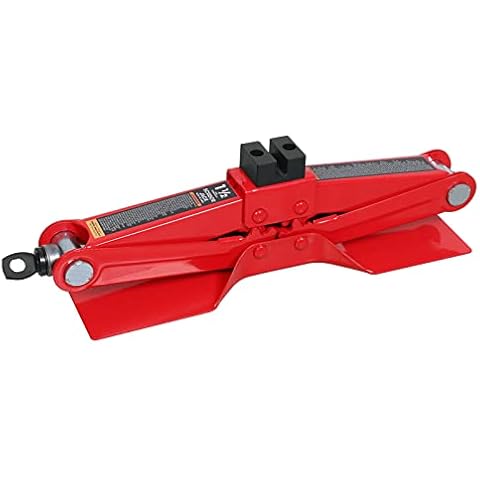 TCE AT10152S4U Torin Portable Steel Scissor Jack with S04 Engineering PVC Saddles: 1.5 Ton (3,000 lb) Capacity, Red Cover