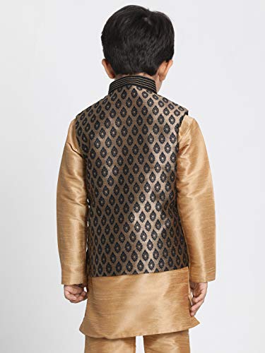 Image of JBN Creation Boys' Black and Gold Silk Blend Nehru Jacket VASBJ025BL 26