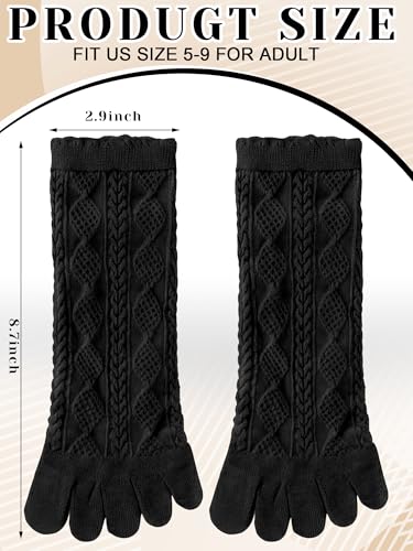 Image of Fourluoo 6 Pair Women Toe Socks Cotton Cute Ruffle Crew Socks with Separated Toes Five Ankle Socks for Women Men Athletic