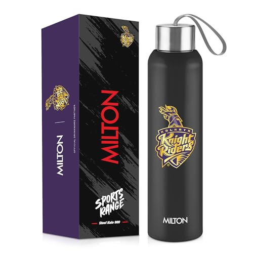 Image of Milton Sports Steel Halo 900 | KKR Official Drinkware Partner | Limited Edition Kolkata Knight Riders Water Bottle | PU Insulated I Leak Proof | Designed for Cricket Lovers | 600 ml | Black