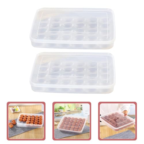 Caja de huevos apilable Housoutil de 30 huecos para nevera con tapa protectora, pack de 2 4