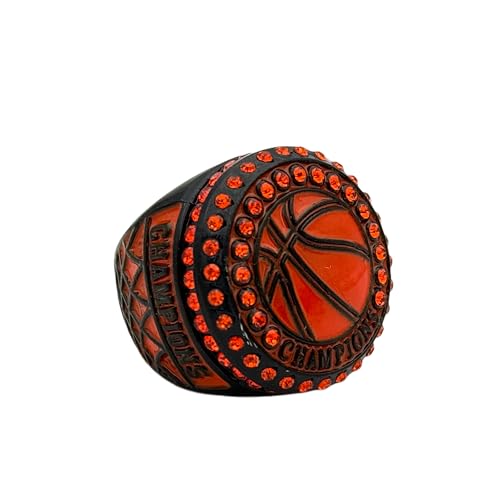 Discount Sports Rings Basketball Championship Ring — BLACK BODY, ORANGE STONE Premium basketball Ring/Player/Team Awards/Tournament Ring
