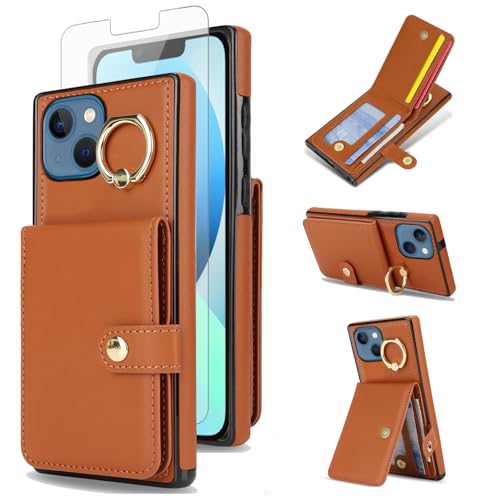 Coque iPhone 13 Mini portefeuille anti-RFID et protection écran en verre trempé intégrale