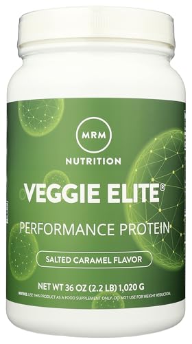 MRM Nutrition Veggie Elite Performance Protein | Salted Caramel Flavored| Plant-Based Protein| Easy to Digest | with BCAAs| Vegan + Gluten-Free | Clinically Tested| Digestive enzymes | 30 Servings