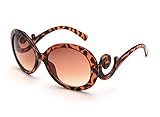 Top Plaza Women Sunglasses Retro Style, Butterfly Clouds Arms Semi-Transparent Round Vintage Sunglasses,Gentle Sunglasses, 4 Colors (Leopard Frame + Tan Gradient Lens)