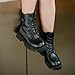 Cathalem black boots for girls Girls Combat Boots Fashion Ankle Booties Side Zipper Lace Up Waterproof Riding Boots Punk Goth Non Slip Lug Sole Ankle Boot Fall Winter Spring 4-11 Years