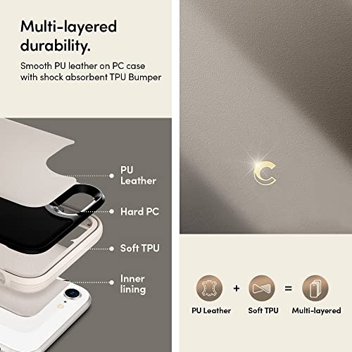 Image of Spigen Cyrill Leather Brick | iPhone SE /8 /7 Case | Beige iPhone SE /8 /7 Back Cover | Faux Leather+TPU+PC - Taupe