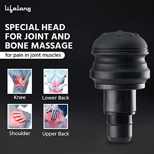 Image of Lifelong Gun Massager | Percussion for Full Body Pain Relief | 6 Heads | LED Touch | 30 Speed Levels | 1 Year Warranty (LLGM09, Black)