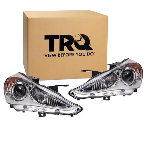 Image of TRQ 2 Piece Headlight Assembly Set Driver & Passenger Side Compatible with Hyundai Sonata GLS 2011-2014 HY2502159 HY2503159 921013Q000 921023Q000