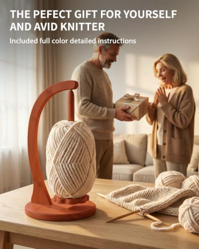Image of SPEENSUN Magnetic Yarn Holder for Crocheting, Large, Walnut Finish | Hold 1.1 lbs Fits Most Yarns, Smooth Spinning, Prevents Tangling, Premium Bamboo, Knitting & Crochet Accessory